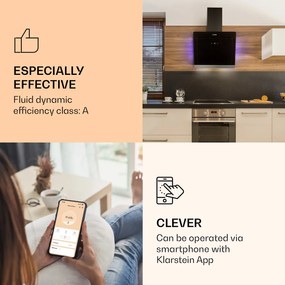 Klarstein Aurora 60 Smart, digestor, 60 cm, komínový, 550 m³/h, LED podsvietenie, A++, biely