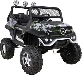 Ramiz Mercedes Benz Unimog pre deti Moro lak + pohon 4x4 + diaľkové ovládanie + batožinový priestor + pomalý štart + MP3 LED