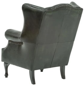 furniture-nabytek.cz - Masívne kreslo ušák Chesterfield Pittsfield z pravej kože, zelené