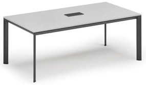 Rokovací stôl PRIMO INVITATION, 240x120 cm, biela + stolná zásuvka TYP VI, čierna