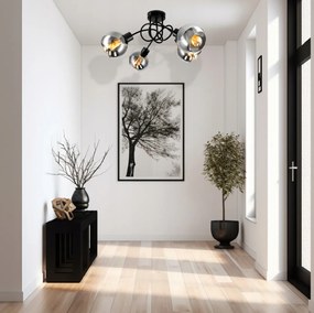 BERGE Sklenená LED stropná lampa 4xE27 - dymová guľa