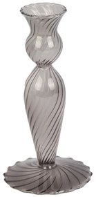 Sivý sklenený svietnik PT LIVING Swirl, výška 17 cm