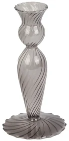 Sivý sklenený svietnik PT LIVING Swirl, výška 17 cm