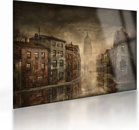 Sklenený obraz - Maľba mesta (70x50 cm)