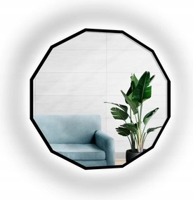 Mnohouholníkové zrkadlo Wielo v čiernom ráme Mdf s Led podsvietením Fi 190 cm