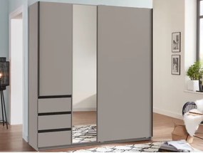 Šatníková skriňa so zrkadlom Heide, 168 cm, sivá sahara%