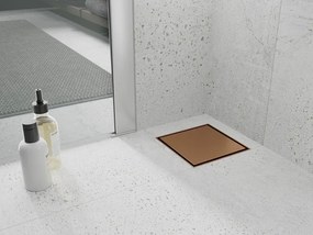 Mexen Flat-Q, bodový podlahový vpust 15 cm, medená matná, 1C10015