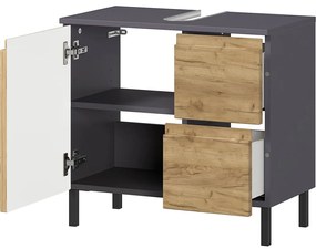 Tmavosivá skrinka pod umývadlo v dekore duba 60x56 cm Salinas - Germania