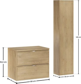 Kúpeľňová zostava Terra s doskou a skrinkami 60 cm dub cremona