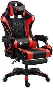 JAKS Herná stolička čierno červená eko koža FG02