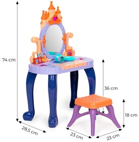Dětský toaletní stolek s taburetem Království modro-fialovo-oranžový