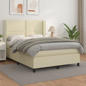 Boxspring posteľ s matracom krémová 140x200 cm umelá koža 3128975