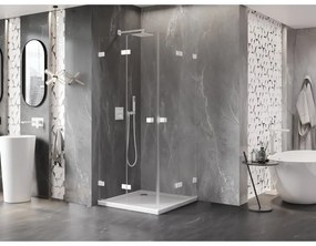 Mexen Lunar-F Duo, skladací sprchový kút 90 x 90 cm, 8mm číre sklo, biely profil, 836-090L-090P-20-00