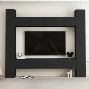 8-dielna súprava TV skriniek čierna drevotrieska 3078756