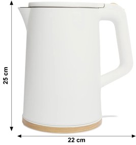 Bauerkraft Bezdrôtová cestovná rýchlovarná kanvica 1500 W 1,7 l otočná biela