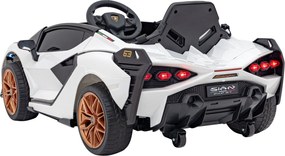 Ramiz Lamborghini SIAN batéria pre deti biela + diaľkové ovládanie + EVA + pomalý štart + zvuková LED dióda