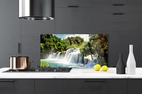 Sklenený obklad Do kuchyne Vodopád príroda les 125x50 cm