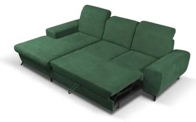 Rozkladacia rohová čalúnená sedacia súprava do tvaru L ALTA ľavá zelená