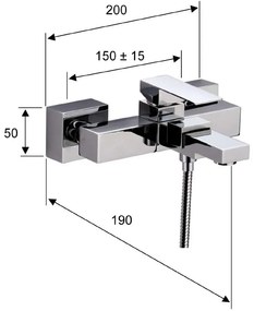 Nástenná vaňová batéria v lesklej striebornej farbe (2 výstupy) Latus – Sapho