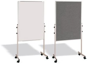 Bi-Office Mobilná kombinovaná tabuľa, biela magnetická/sivá textilná, 700x1200 mm
