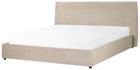 Zamatová posteľ s úložným priestorom 180 x 200 cm sivobéžová LAVAUR Beliani
