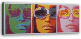 Obraz na plátně Ženy s brýlemi Pop Art - 90x30 cm