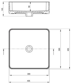 Deante Square, keramické umývadlo na dosku 405x405x145mm, biela lesklá, DEA-CGS_6U4S
