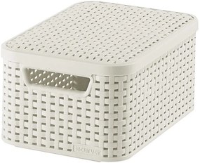 Úložný box, ratanový košík, STYLE2 Curver s vekom, krémový (29x20x14 - 6l)