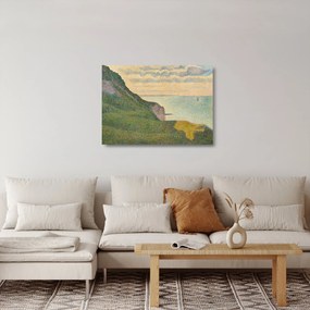 Sklenený obraz - Georges Seurat, Seascape at Port-en-Bessin, Normandy, reprodukcia (70x50 cm)