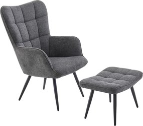 XXXLutz RELAXAČNÉ KRESLO S PODNOŽKOU, kov, textil, tmavosivá Ti'me - Kreslá - 001836000802