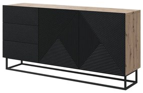 Komoda Asha 167 cm so zásuvkami a kovovým podstavcom - artisan / čierny mat