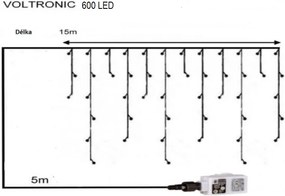 VOLTRONIC svetelný dážď - 600 LED, teplá/studená biela