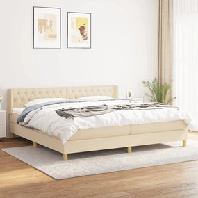 Boxspring posteľ s matracom krémová 200x200 cm látka 3130542