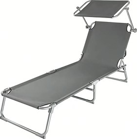 Záhradné ležadlo so strieškou BestBerg BBGF-287GY / sivá