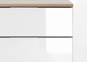 Nočný stolík Easy Plus, dub sonoma/biele sklo