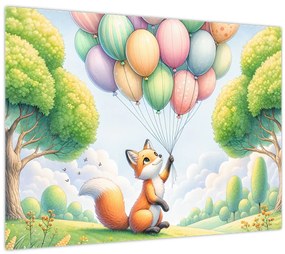 Sklenený obraz – Šťastná líška (70x50 cm)