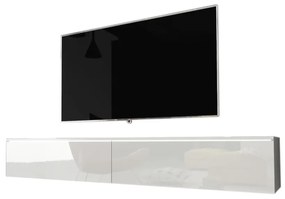 TV stolík LOWBOARD D 180, 180x30x32, biela/biela lesk