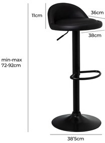 Čierne barové stoličky s nastaviteľnou výškou z imitácie kože v súprave 2 ks (výška sedadla 72 cm) – Casa Selección