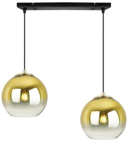 Závesné svietidlo Bergen Gold, 2x zlaté/transparentné sklenené tienidlo (fi 15cm)