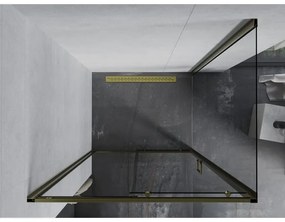 Mexen Apia, sprchový kút s posuvnými dverami 95 (dvere) x 70 (stena) cm, 6mm číre sklo, zlatý profil, 840-095-070-50-00