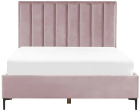 Zamatová posteľ s úložným priestorom 160 x 200 cm ružová SEZANNE Beliani