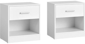 Nočné stolíky, sada 2 ks, príručný stolík so zásuvkou, 28 x 39 x 41 cm, biele