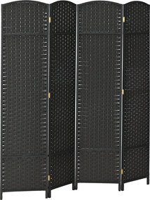 HOMCOM 4-panelový paravan 160x170 cm, skladací paravan do obývacej izby, spálne, kancelárie, čierny | Aosom