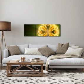 Obraz žltej kvetiny (s hodinami) (90x30 cm)