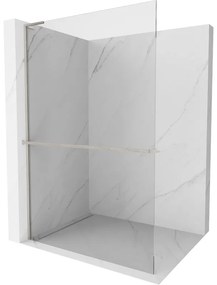 Mexen Kioto+ L, sprchová zástena Walk-In s poličkou a vešiakom 65 x 200 cm, 8mm číre sklo, brúsená oceľ profil, 800-065-123-97-00