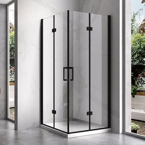 BPS-koupelny Štvorcový sprchový kút KZ08D BL 100x100 čierna/transparent + vanička SXL02C BL čierna