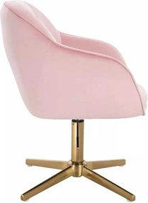 LuxuryForm DESIGN Stolička AVOLA VELUR na zlatom kríži - svetlo ružová