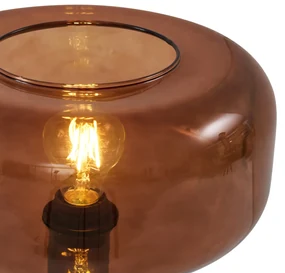 Retro stolová lampa čierna s bronzovým sklom - Bizle
