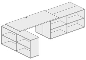 PLAN Kancelársky písací stôl s úložným priestorom BLOCK B02, biela/oranžová