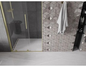 Mexen Velar, posuvné dvere do otvoru 110x200 cm, 8mm číre sklo, zlatá matná, 871-110-000-01-55